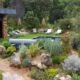 Jardin fleuri de la Villa Erba Barona location avec piscine privée Palombaggia Sud Corse